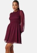 BUBBLEROOM Smock L/S Dress  Wine-red L