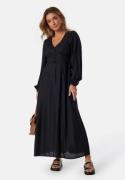 BUBBLEROOM Viscose V-neck Maxi Dress Black 34