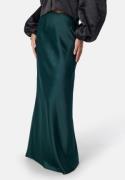 Bubbleroom Occasion Straight Satin Maxi Skirt Dark green XS