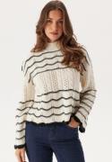 VILA Viovirina High Neck L/S CABLE  Birch/Black Beauty XS