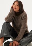 VILA Vilory High Neck L/S KNIT TOP  Coffee Bean Pattern:eggnog Mel S