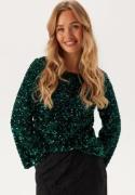 VILA Vifaith Boat Neck L/S SEQUIN T Pineneedle Detail:pineneedle S S