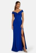 Bubbleroom Occasion Twist Off Shoulder Gown Blue M