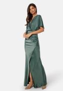 Bubbleroom Occasion Wrap Satin Gown Green 52