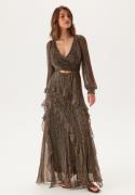 FOREVER NEW Spencer Plisse Ruffle Midi Bronze 44