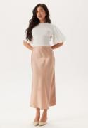 BUBBLEROOM Satin Midi Skirt Light beige L