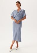 Bubbleroom Occasion Wrap Satin Midi Dress Light blue 38