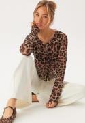 BUBBLEROOM Mesh Cardigan Top Leopard XS