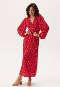 BUBBLEROOM Balloon Sleeve Maxi Dress  Red/Patterned 44