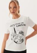 ONLY Onlpenny Life Reg S/S FOOD TOP Bright White Print:cheese S