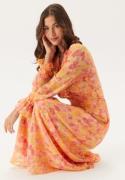 VILA Viemma L/S BELT MAXI DRESS BEL Pink Yarrow Aop:orange Flowers 42