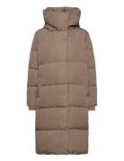 Objlouise Long Down Jacket Foret Jakke Beige Object