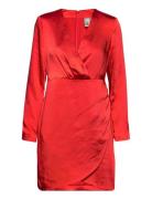Yassannie Ls Drape Dress - Show Kort Kjole Red YAS