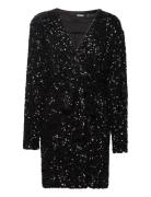 Sequin Wide-Shoulder Wrap Dress Kort Kjole Black ROTATE Birger Christe...