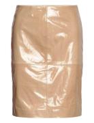 2Nd Cecilia - Two T Leather Kort Nederdel Beige 2NDDAY