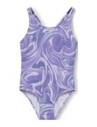 Kmgcaroline Tie Dye Uv50 Str Swimsuit Badedragt Badetøj Purple Kids On...