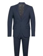 Checked Suit - Blazer + Pants Habit Navy Lindbergh