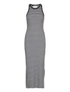 Drewgz Striped Sl Long Dress Maxikjole Festkjole Black Gestuz