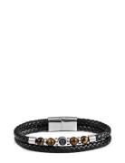 Leather/Beads Combo Bracelet Armbånd Smykker Black Edd.