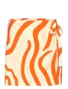 Printed Linen-Blend Skirt Kort Nederdel Orange Mango