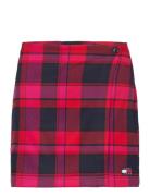 Tjw Check Wrap Mini Skirt Kort Nederdel Red Tommy Jeans