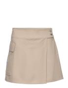 Flannel Wrap Skirt Kort Nederdel Beige Calvin Klein Jeans