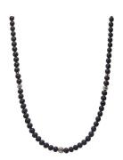 Beaded Necklace With Matte Onyx And Silver Halskæde Smykker Black Nial...