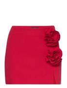 Mini-Skirt With Flower Appliqué Kort Nederdel Red Mango