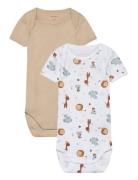 Nbnbody 2P Ss Beige Animal Noos Bodies Short-sleeved Multi/patterned N...