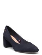 Th Suede Mid Heel Block Pump Shoes Heels Pumps Classic Navy Tommy Hilf...