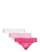 Brief Lacey Thong Low 3 Pack G-streng Undertøj Pink Lindex