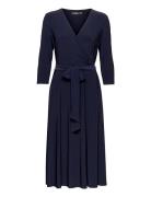 Surplice Jersey Dress Knælang Kjole Navy Lauren Ralph Lauren