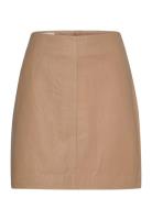 Slolicia Leather Skirt Kort Nederdel Beige Soaked In Luxury