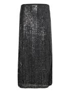 Vifunkla Sequin Midi Skirt/Fair Knælang Nederdel Black Vila