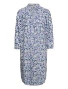 Viscose Midi Dress With All-Over Print Knælang Kjole Blue Esprit Casua...