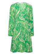 Slffiola Ls Aop Wrap Dress B Knælang Kjole Green Selected Femme