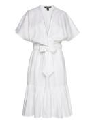 Classic Linen-Dress Knælang Kjole White Lauren Ralph Lauren