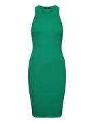 Matte Rayon/Nylon-Dress Knælang Kjole Green Lauren Ralph Lauren