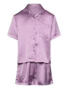 Pajama Satin Set Short Pyjamassæt Purple Lindex