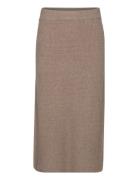 Objmalena Knit Skirt Knælang Nederdel Brown Object
