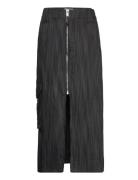 Drapey Stripe Suiting Maxi Skirt Lang Nederdel Black Ganni