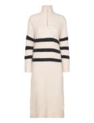 Slfmaline Ls Knit Dress Half Zip Knælang Kjole Cream Selected Femme