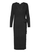 Vicomfy L/S Wrap Knit Dress/Su - Noos Knælang Kjole Black Vila