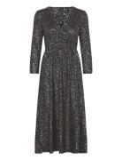 Onlnew Pella L/S Foil Wrap Dress Jrs Knælang Kjole Black ONLY