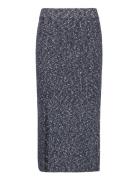 Texture Nep Pencil Skirt Knælang Nederdel Blue Tommy Hilfiger