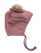 Wool Beanie W. Pom Pom Accessories Headwear Hats Baby Hats Pink Mikk-l...