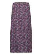 Printed Skirt With Slit Lang Nederdel Purple Mango