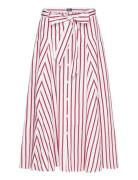 Striped Cotton A-Line Skirt Knælang Nederdel Red Polo Ralph Lauren