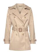 Belted Cotton-Blend Trench Coat Trenchcoat Frakke Beige Lauren Ralph L...