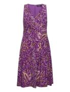 Print Surplice Jersey Sleeveless Dress Kort Kjole Purple Lauren Ralph ...